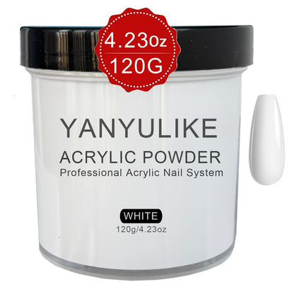 Acrylic Nail Powder 4oz Clear Pinkish White for Nail Extensions Sculpting 3D Nail Art Polymer Powder No Lamp Needed Professional System