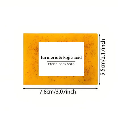 Turmeric Kojic Acid Soap 4Pcs with Foaming Mesh Deep Cleansing Oil Control Moisturizing Lemon Ginger Natural Bar Soap for Face Body All Skin Types Brightening Skin Care Gift