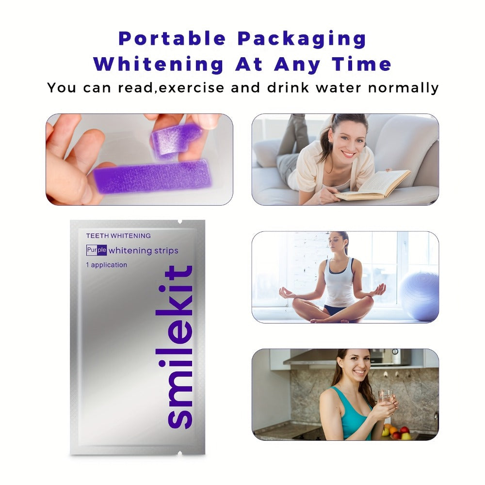 Teeth Strips, 14 Applications, Purple Tooth, Combining and Colour Correction, Teeth Kit, Strips, Peroxide Free ( First Choice Gift for Valentine's Day or Father's Day)