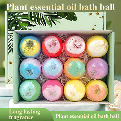 Bath Bomb Gift Set 12 Pack Extra Large - Mixed Essential Oil Bubble Bath Balls with 12 Aromatic Scents, Luxury Spa Fizzy Bath Bombs, Birthday Christmas Gift for Women Men