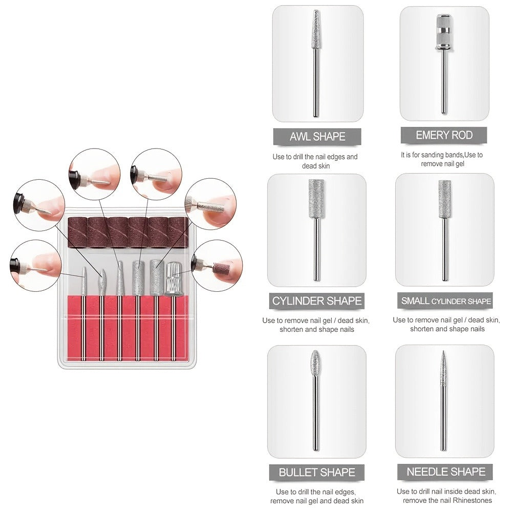 20000RPM Electric Nail Machine Desktop Equipment with Milling Cutters Bits Set Gel Cuticle Armor Removal Pedicure Manicure Tool Professional Electric Nail Drill Milling Machine for Manicure Pedicure Files Tools Kit Nail Polisher