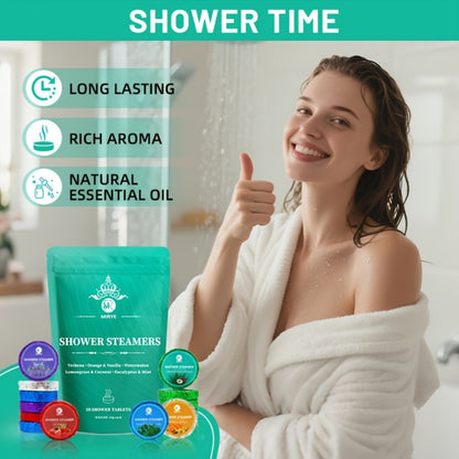 Shower Steamers Aromatherapy 20 Pack - Lavender Essential Oil Shower Bombs for Relaxation, Self Care & Stress Relief | Unisex Spa Gift Set for Women & Men