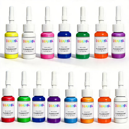 UV Tattoo Ink Set Blacklight Fluorescent Glow in the Dark Tattoo Ink 5ml Bottles Professional UV Reactive Tattoo Dye for Blacklight Body Art Glow Parties Tattoo Supplies 5 8 11 15 Colors
