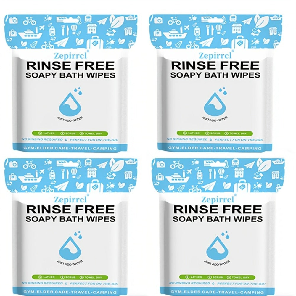100pcs 11.81×11.81in Disposable No-Rinse Bath Wipes Soap Sheets Foaming Body Cleansing Cloths, Just Add Water To Lather, No Soap Or Rinsing Needed, Portable For Outdoor, Travel