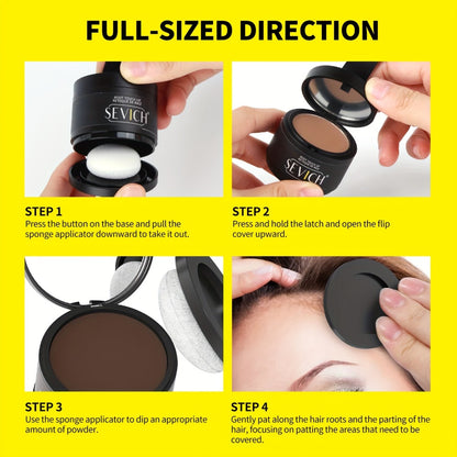 Hairline Powder Root Touch-Up Kit Waterproof Hair Shadow 4g + 4g Refill & Brush - Instant Grey Hair Concealer, Natural Eyebrow Powder for Men & Women, Long-Lasting Travel-Size Natural Finish
