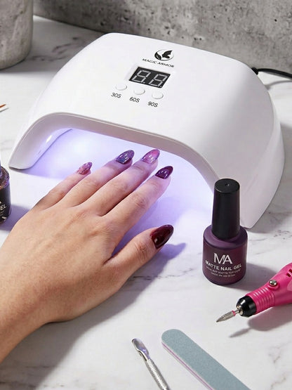 Gel Nail Polish Kit with Lamp and Grinder 35 Colors Gel Polish Set Sparkly Matte Glossy Top Coat Base Gel Rhinestone Nail Decorations Tools for DIY Beginners Home Salon