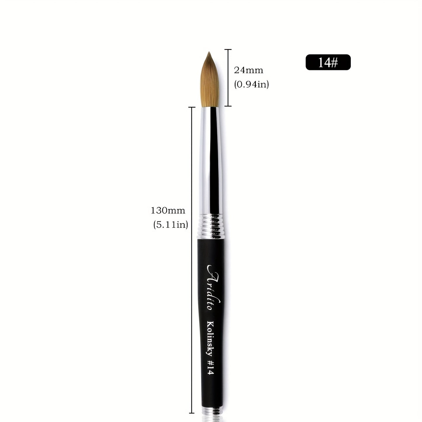 Kolinsky Acrylic Nail Art Brush Round Head 100% Pure Kolinsky Black Metal Handle Professional Manicure Nail Extension Brush Size 12 14 16 18