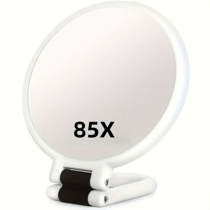 Handheld Magnifying Mirror 85X for Makeup - Compact Travel Mirror with 360° Adjustable Handle, 1X 80X Magnification, Colorful Border Design, Portable Vanity Mirror for Women Girls Beauty