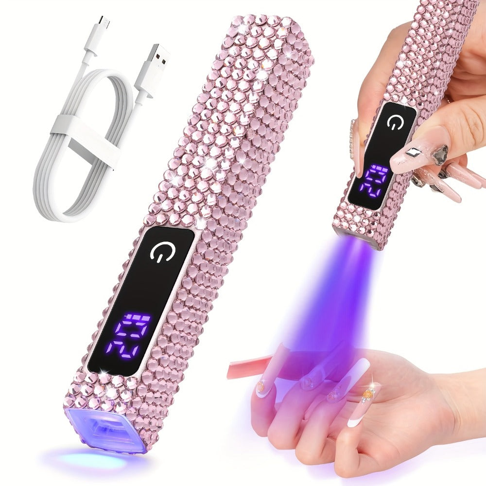 LCD Screen Handheld Nail Lamp 8X Fast Curing LED Light Visual Timer Touch Screen Gel Nail Lamp Cordless Nail Dryer, Suitable for Home Salon