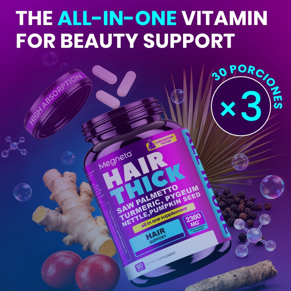 90 Counts Hair Supplements for Women | Makes Healthy Hair, Skin Radiance, Nail Strength, Antioxidant & Overall Beauty | Contains Biotin, Multivitamin, Collagen, Keratin & Saw Palmetto & Curcumin - Gut & Stomach Friendly Formula, 1-Month Supply