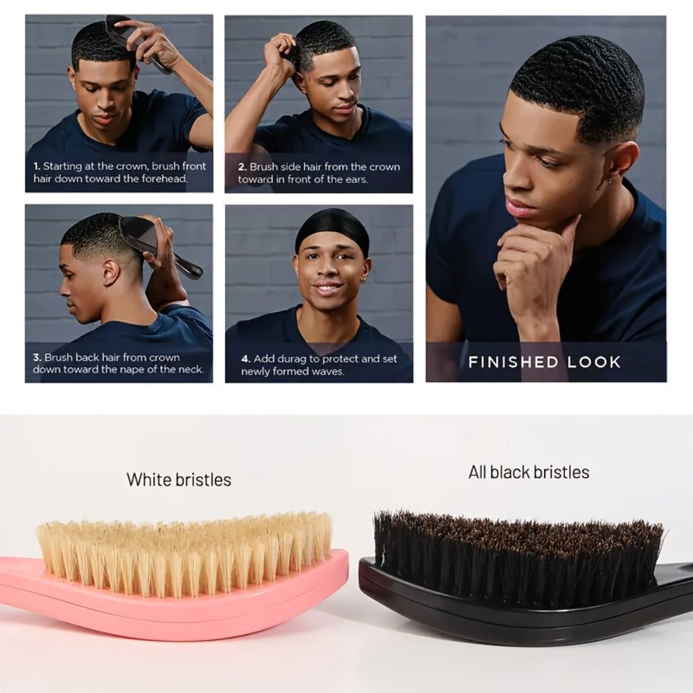 360 Wave Brush for Men - Nylon Bristles with ABS Handle - Professional Wave Training And Styling Tool - Perfect Gift for Boyfriend, Father (Christmas, Birthday, Father'S Day)