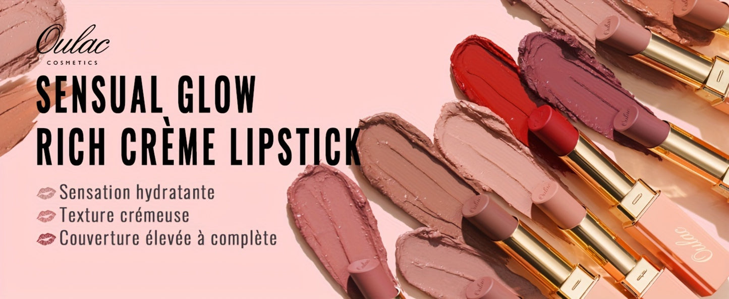 Nude Lipstick Set Oulac Satin Finish - Lightweight Moisturizing Full Coverage Lip Color, Cream-to-Satin Formula, 12g Each, Gift-Ready for Women All Skin Tones (LT-SG Nude Set 2 & 3)