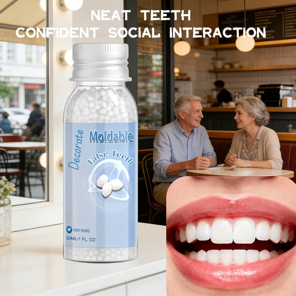 Moldable Cosmetic Fake Teeth - Decorating Teeth Defects, Smile Enhancement Decor, Adjustable And Easy to Use, Secure Fit, You Can Eat with It, Natural-Looking Unisex for Adults And Seniors, for Christmas/New Year Gifts (Not for People with No Teeth)