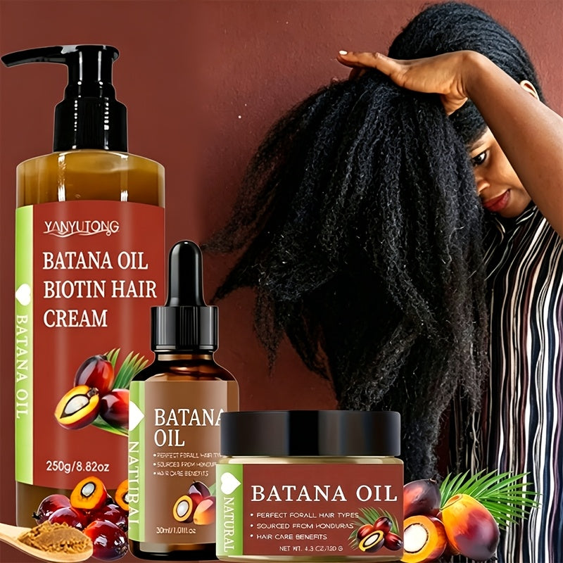 3pcs Of Dr. Sebi Batana Oil Set From Honduras, Cold Pressed Unrefined | Base Carrier Oil | Unrefined Batana Oil Hair Mask, Quickly Moisturizes The Scalp And Hair, Effectively Preventing Breakage And Splitting, Suitable for Dry Hair Use, Deep