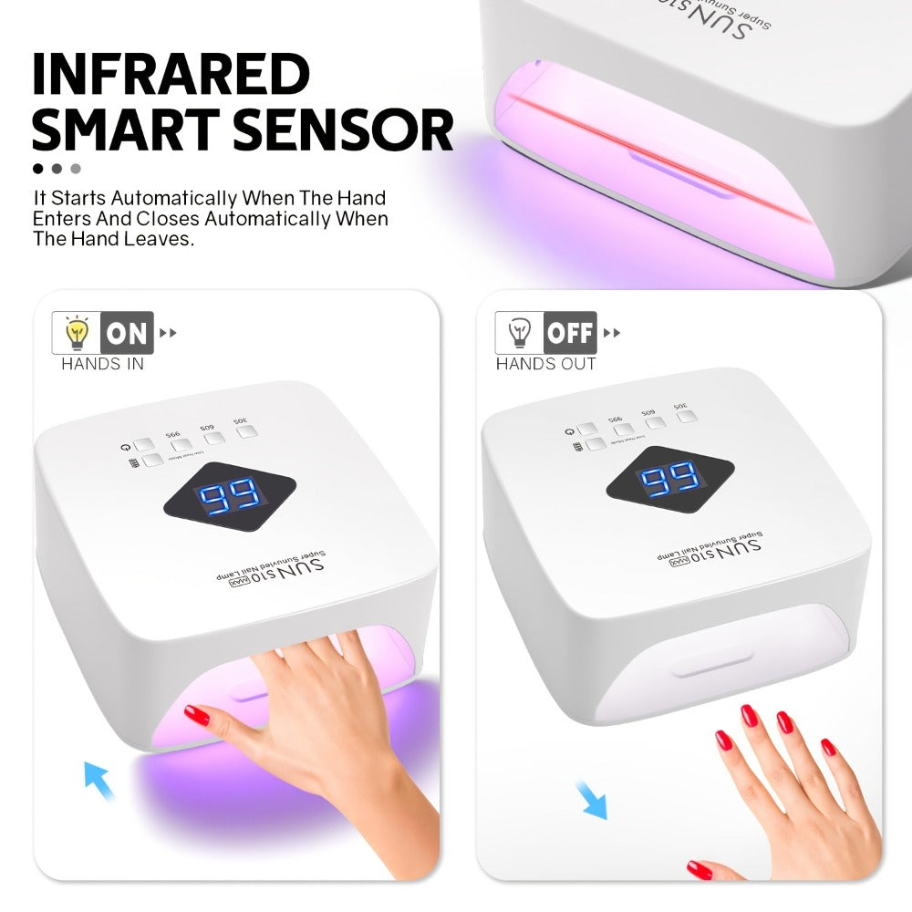 Cordless Rechargeable LED Nail Lamp Light for Gel Nails Nail Dryer with 3 Timer Setting Display Auto Sensor Nail Lamp for Salon & Home