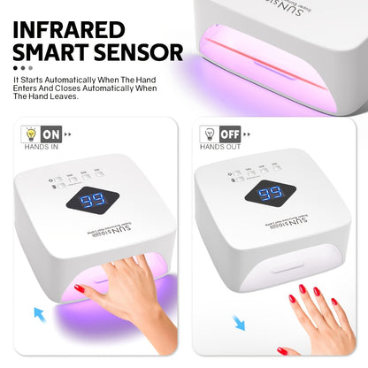 LED Gel Nail Lamp Cordless Rechargeable SUN S10 MAX — 30 LED Lights Auto Sensor 3-Timer LCD Display Nail Dryer for UV Gel Acrylic Base Top Coat, Professional Wireless Nail Light for Salon & Home Use