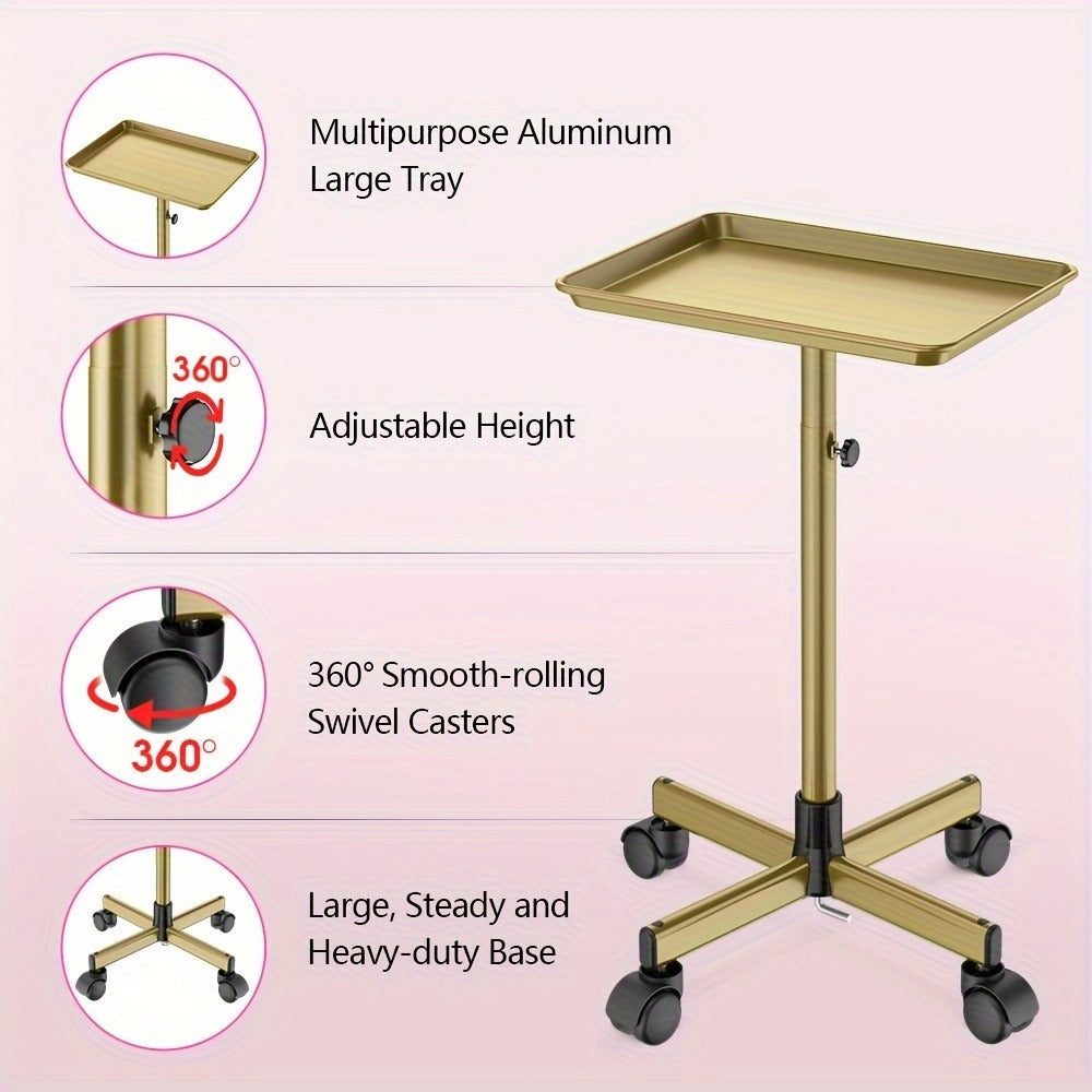 Salon Tray On Wheels- Premium Aluminum Tattoo Tray- Adjustable Salon Service Rolling Tray Hairdresser Cart With Spa Rolling Tray, Valentines Gifts, Valentines Day Gift For Her, Valentines Day Gift For Wife, Valentines Day Gift For Girlfriend