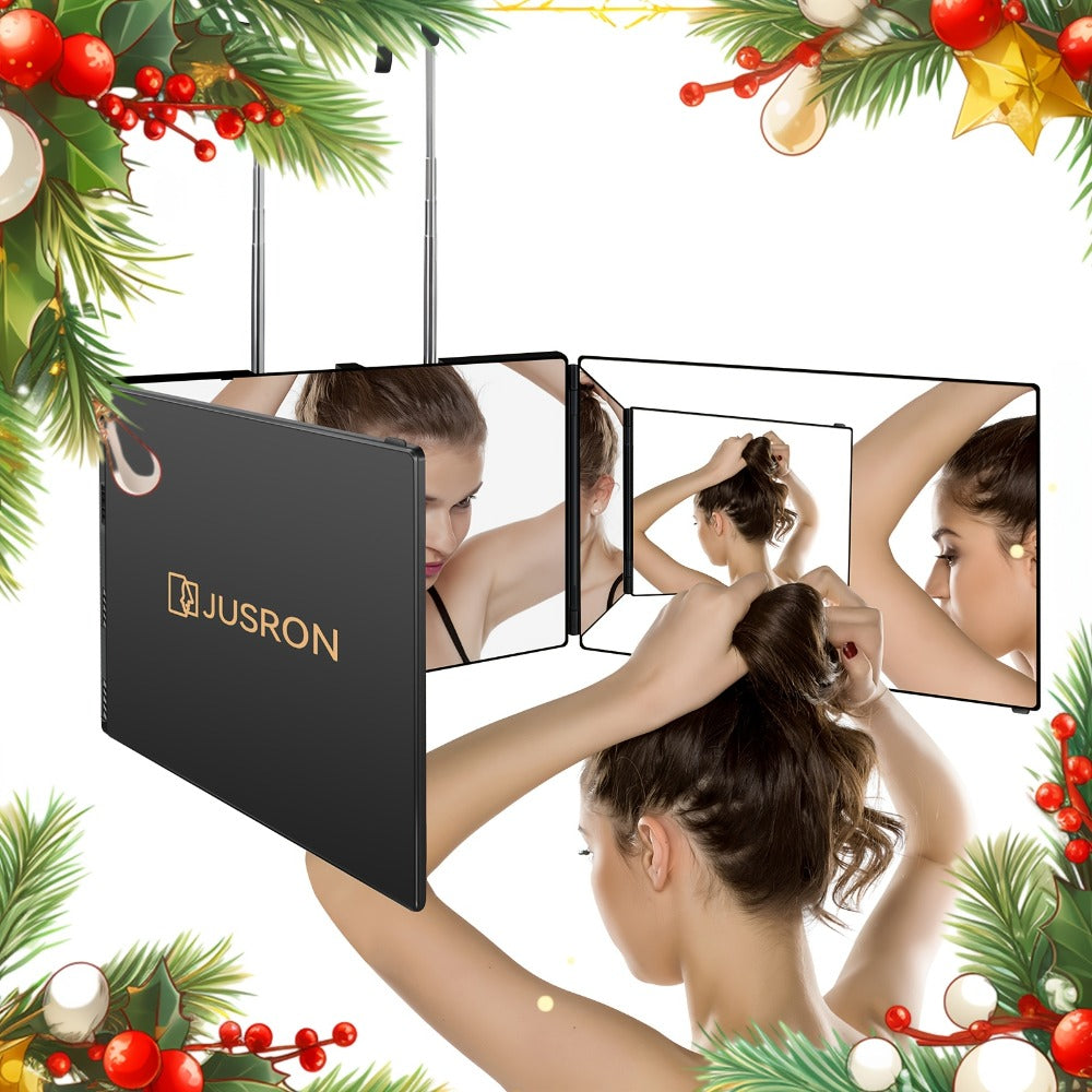 3 Way Mirror for Self Hair Cutting 360 Viewing Angle Self Hair Cutting Mirror, Clear Anti-Fog HD Glass, for Makeup tools Valentine's Day Gifts