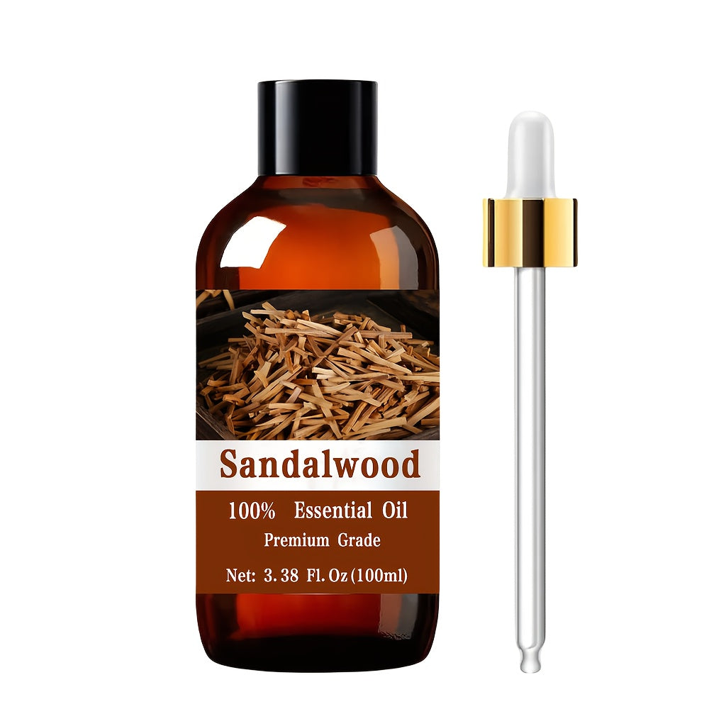 Sandalwood Essential Oil, 100ml/3.38fl.oz, 100% Pure Care Grade for Nail, Hair & Skin Care, Massage, Moisturizing Massage Essential Oil for Men & Women, Meditation Gift, Perfect Christmas Gift