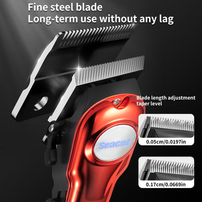 Professional Hair Clippers for Men - USB Rechargeable Electric Trimmer, LCD Display, 900mAh Battery, Limit Combs & Cleaning Brush Included, Black Red