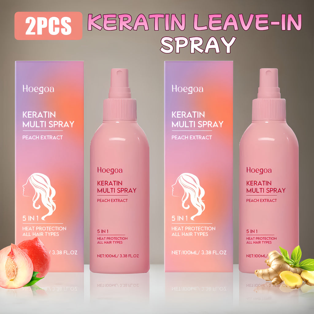 Set of 2 Fruity Peach Leave-In Conditioner Spray, Ideal for Styling Normal Hair with a Fluffy Look, Provides Hydration And Moisture, Lasting Scent, Heat-Resistant And No Rinse Required. Perfect Gifts for Valentine'S Day