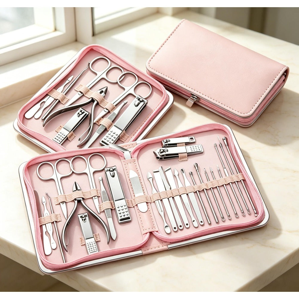 [Christmas Essentials] 26pcs Manicure Set Stainless Steel Nail Clippers Cuticle Nipper Pedicure Care Tool Dead Skin Scissor Cleaning Grooming Kit Christmas Essentials