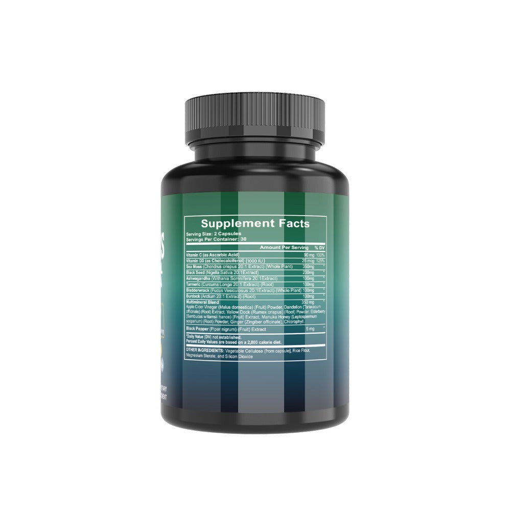 3Packs Sea Moss Capsules W/ Black Seed Oil, Ashwagandha & Turmeric - 90mg Vitamin C & D3 for Vitamin Support - Natural Supplement. Health & Energy&Immunity.