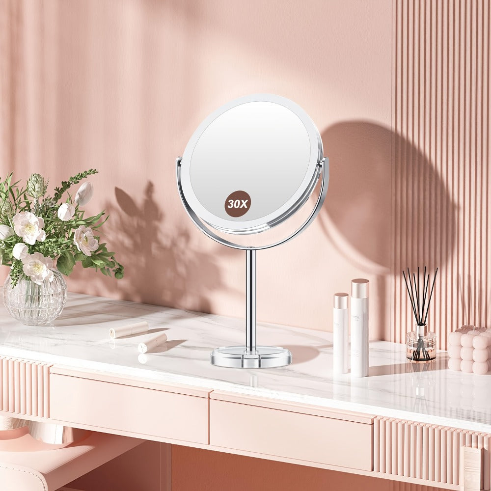 Elegant 30X Makeup Mirror with Detachable Design, Dual-Sided 1X/30X, Vanity Mirror with 360° Rotation, Chrome-Finished Stainless Steel Frame, Professional Makeup Accessories, Portable for Travel & Home Use, Ideal Gift for Wedding, Birthday, Mom Gifts