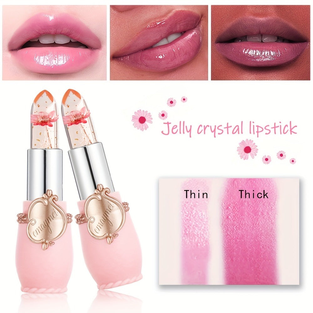 Color Changing Lip Balm 6 Pack — Temperature-Sensitive Jelly Lipstick with Dried Flower Extract, Sheer Moisturizing Clear Gloss, Natural Pink Tint, Long-Lasting Hydration for Women