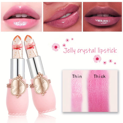 Color Changing Lip Balm 6 Pack — Temperature-Sensitive Jelly Lipstick with Dried Flower Extract, Sheer Moisturizing Clear Gloss, Natural Pink Tint, Long-Lasting Hydration for Women