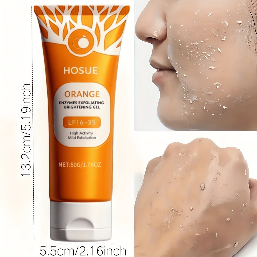Orange Exfoliating Gel Face & Body Brightening Radiance Booster Gentle Hypoallergenic Exfoliant for All Skin Types Daily Glow Skin Care 50g