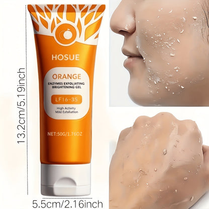 Orange Exfoliating Gel Face & Body Brightening Radiance Booster Gentle Hypoallergenic Exfoliant for All Skin Types Daily Glow Skin Care 50g