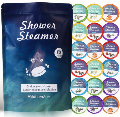 Shower Steamers Gift Set 18 Pcs with Essential Oils - Eucalyptus Rose Jasmine Citrus Peppermint Lavender Aromatherapy Shower Bombs for Home Spa, Stress Relief, Birthday & Christmas Gifts