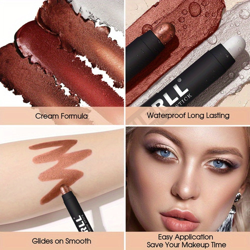 Eyeshadow Stick Set 8PCS Waterproof Long-Lasting - Shimmer, Pearlescent & Matte Eye Shadow Pencil for Smoky, Natural & Glitter Looks, Blendable Creamy Formula, Gift for Her