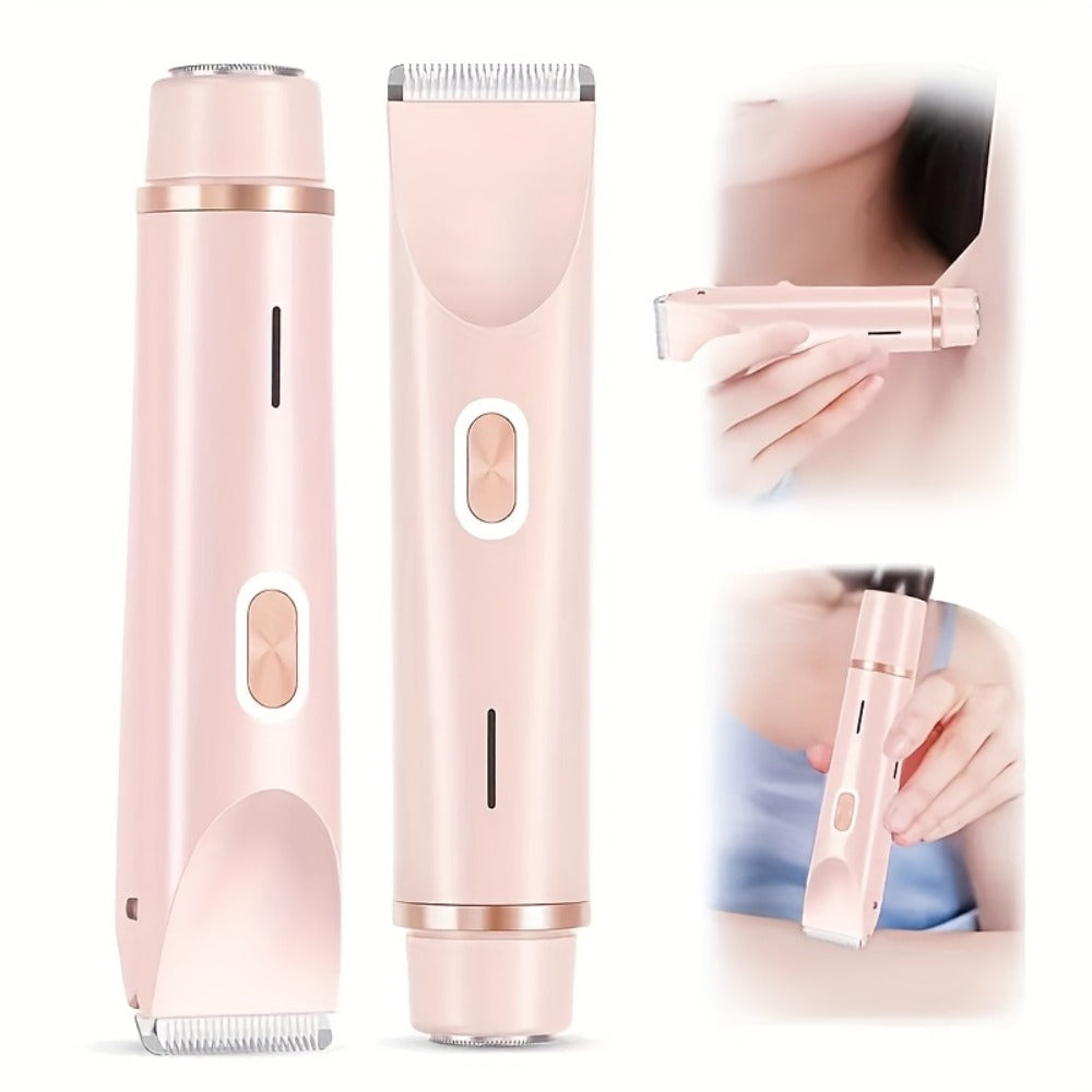 2-In-1 Electric Hair Removal Device for Home Use, Rechargeable Lithium Dual-Head Electric Hair Trimmer for Women | 1pc | Rechargeable Lithium Battery | USB Charging, Multipurpose Bikini Razor And Face Shaver | Body, Arms, Thighs, Electric Shaver