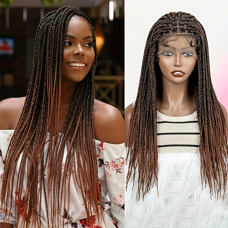 Knotless Box Braid Wig for Women — 360° HD Full Lace Synthetic Lace Front, Handmade Faux Locs, 26 & 38 Inch, Protective Style, Multiple Colors, All Ethnicities