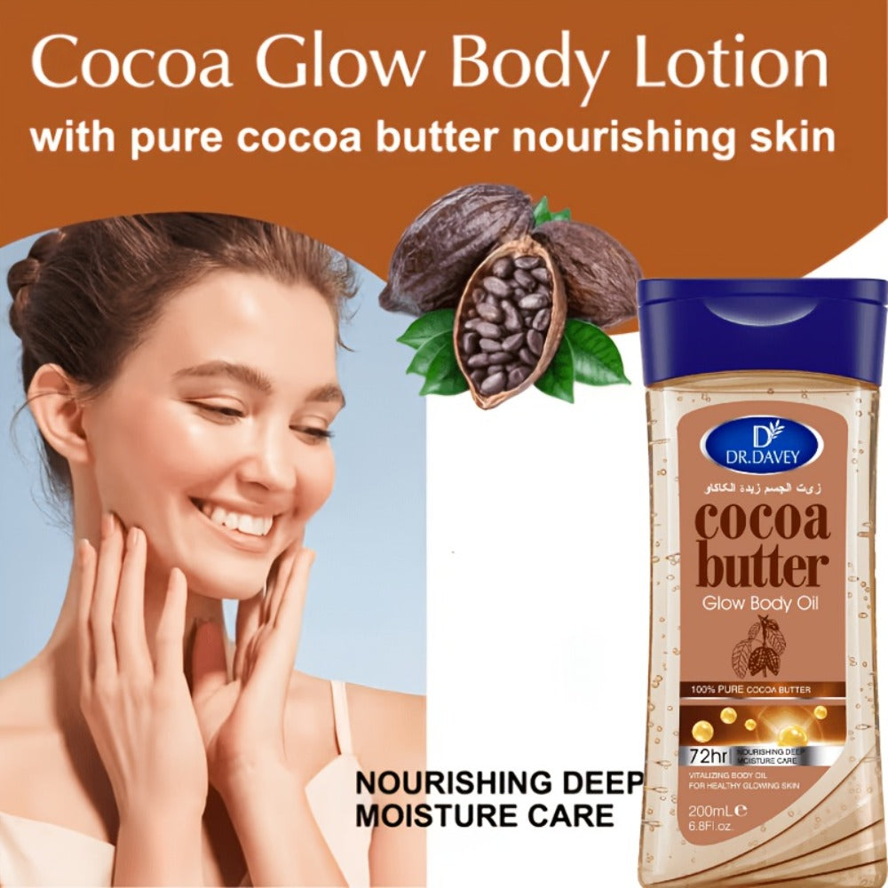 2pcs Cocoa Radiant For Glowing Skin Body Gel Oil Made With Pure Cocoa Butter, Cocoa Body Oil, Cocoa Butter Gel, Refreshing And Non-Greasy, Body Oil For Women, Skincare For Summer, Body Care, Aceite Para El Cuerpo