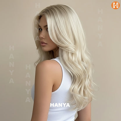 Synthetic Wig Heat Resistant Long 24 Inch for Women - Natural Daily Wear Party Beginner Friendly Multi-Color Dark Brown Ivory Golden