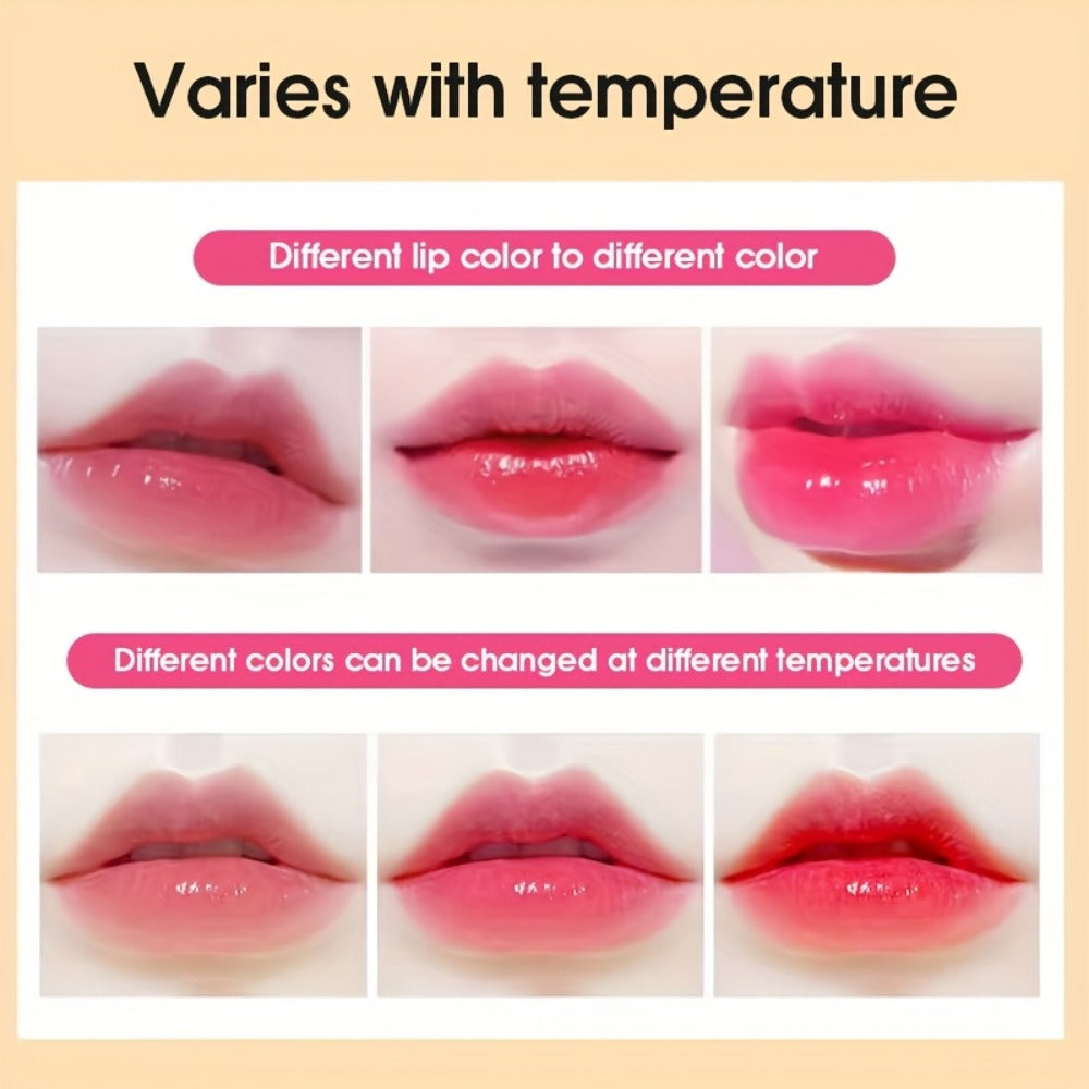 Color Changing Lipstick Set 6-Pack Jelly Flower Lip Balm Temperature Activated Tint Hydrating Squalane Formula Long Lasting Moisturizing Lip Gloss