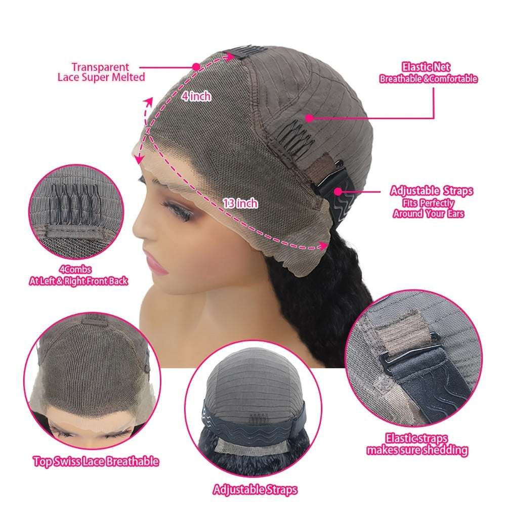 Pixie Cut Wig Human Hair 13x4 HD Lace Front Short Curly Wavy Wig Pre Plucked Natural Hairline Body Wave Loose Deep Wave Finger Wave Glueless Wig Natural Black Burgundy Chocolate Brown 6 Inch