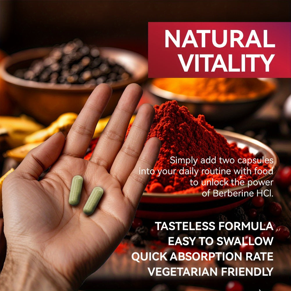 Premium Berberine |Digestion Wellness&Banlanced Diet, Vascular & Circulatory Health, Sugar & Insulin Balance|Plus with Ceylon Cinnamon, Turmeric & Black Pepper, 60 Capsules, 1 Month Supply