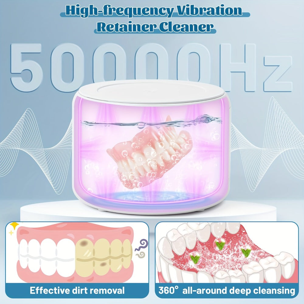 Denture Cleaning Machine One-Touch Operation Automatic Cleaning Device 3 Speeds Timing for Cleaning Jewelry Glasses