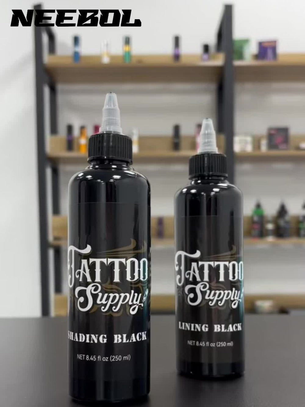 Black Tattoo Ink Professional Outlining Shading Blending Ink Set Waterproof Long Lasting Body Art Tattoo Supply for Artists Beginners 100ml 250ml