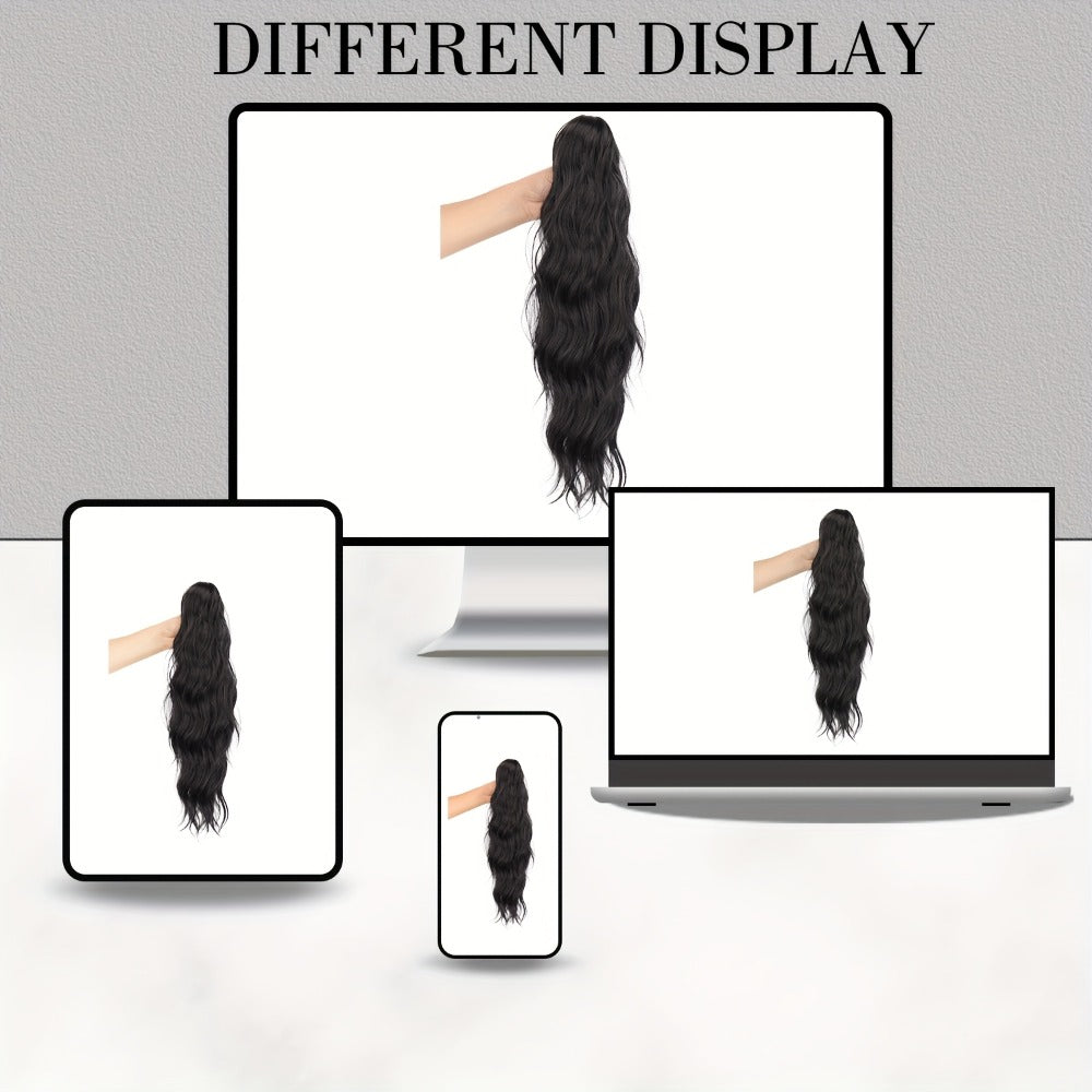 Curly Water Wave Ponytail Extension 16 Inch - Heat Resistant Synthetic Clip In Hairpiece Voluminous Claw Clip Ponytail for Women Daily Wear Festive Occasions Black Burgundy Brown Golden