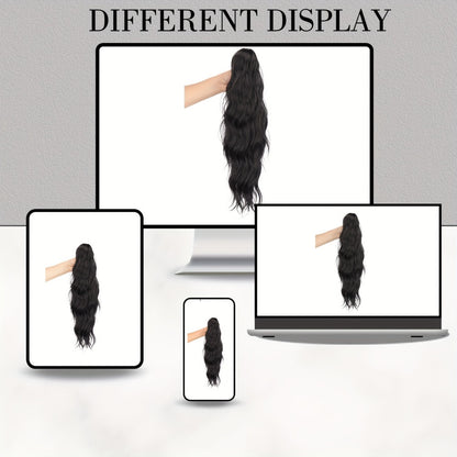 Curly Water Wave Ponytail Extension 16 Inch - Heat Resistant Synthetic Clip In Hairpiece Voluminous Claw Clip Ponytail for Women Daily Wear Festive Occasions Black Burgundy Brown Golden