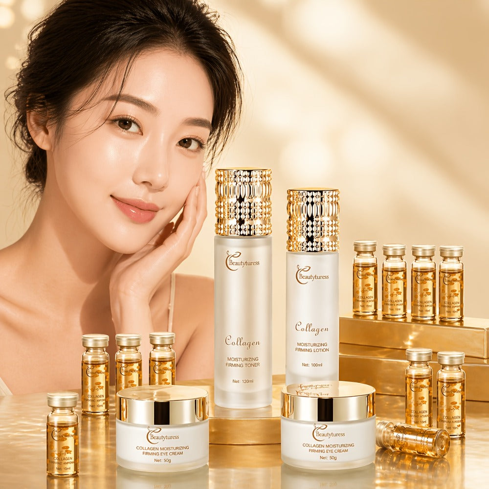 Gentle Korean Skincare Collagen Set - 14pcs Hydrating And Firming with Niacinamide - Moisturizing Face Care Kit, Luxury Gift Kit for Women, Christmas Gift And New Year Present