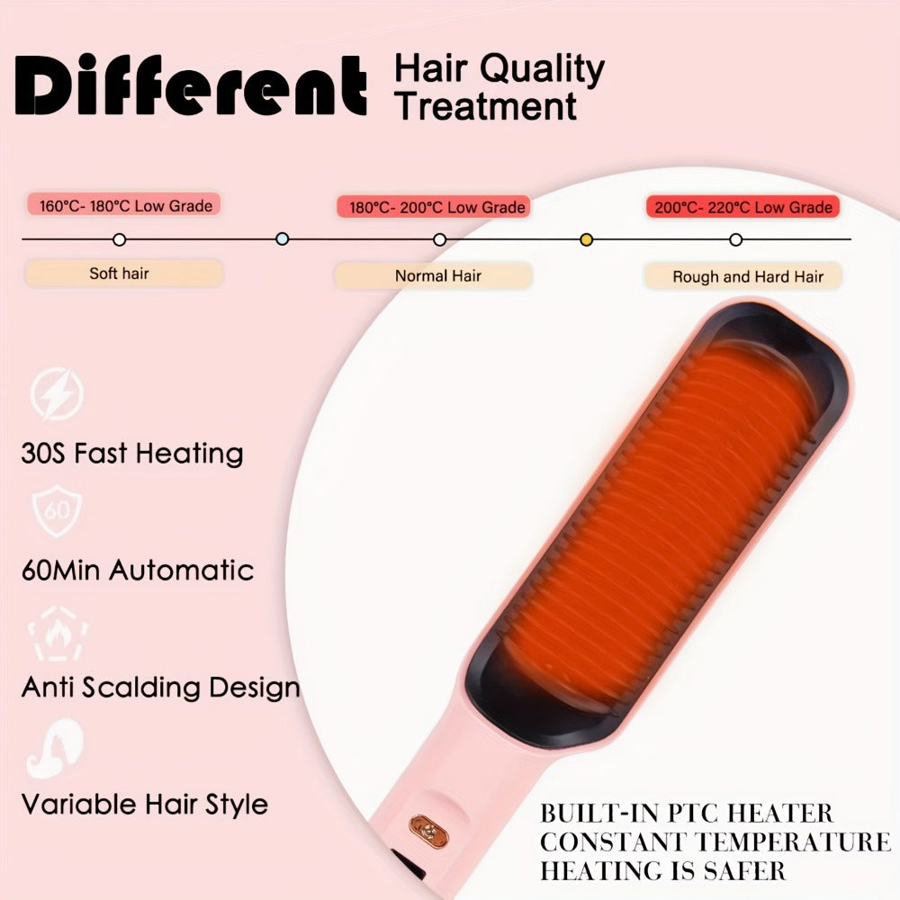 Hair Straightener And Curler 2-in-1, Household Wet And Dry Hair Straightener Comb Multi-Temp Volumizing Styling Comb, Women's Hair Tools, Women's Hair Tools Birthday Christmas Gift
