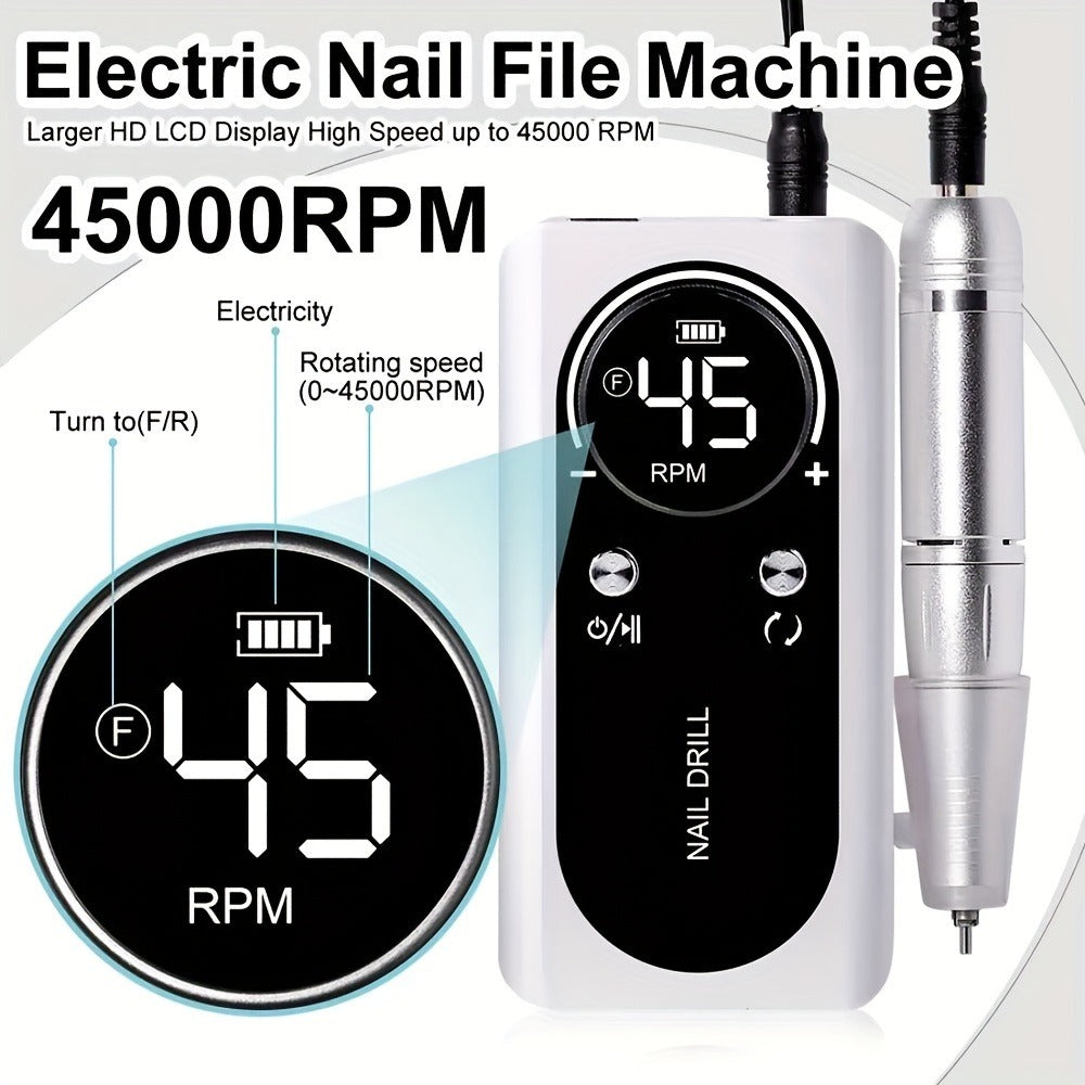 Rechargeable Nail Grinder 45000RPM Portable Electric Manicure Tool Professional Nail Remover