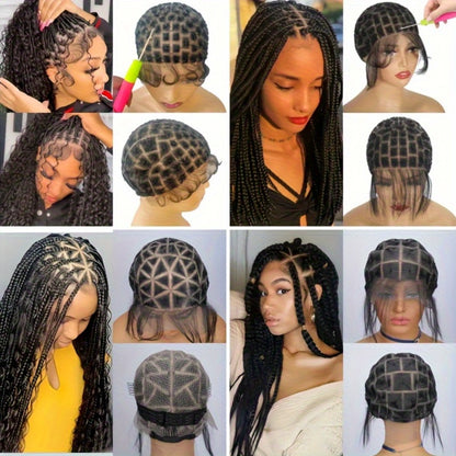 Braided Wig Cap Double Full Lace with Baby Hair — Glueless Crochet Wig Cap, Breathable, Adjustable, 81–120 Sections for Goddess, Box Braid & Faux Locs Styles
