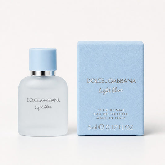 Dolce & Gabbana Light Blue Pour Homme Mini Eau de Toilette 5ml / 0.17oz – Fresh Citrus Woody Men’s Cologne | Travel Size Designer Fragrance